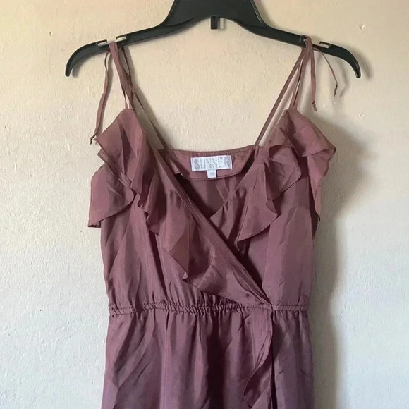 Sunner mauve silk ruffle dress Size XS - Picture 3 of 7